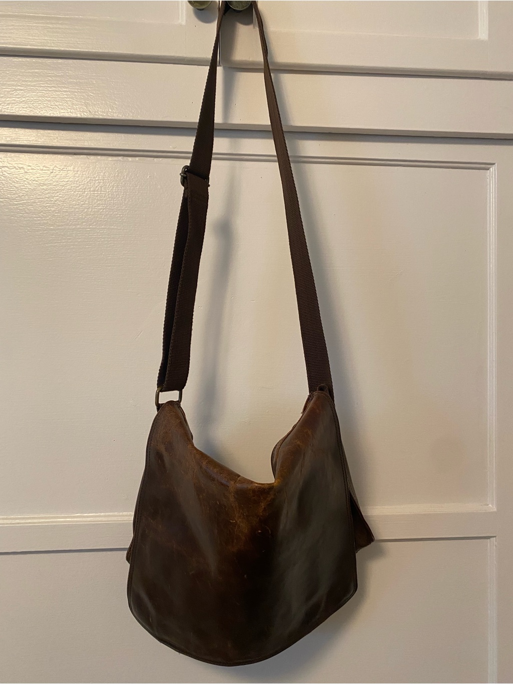 Men's Brown Leather Crossbody Shoulder Bag